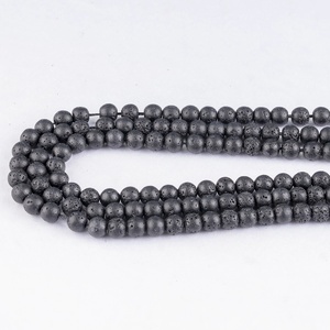 Perles rondes en pierre de lave noire naturelle de 8 mm, pierres volcaniques, perles en vrac pour la fabrication de bijoux, vente en gros - Product Image 2
