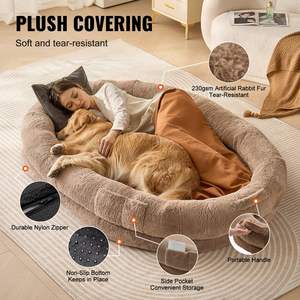 Cama grande para perros de tamaño humano de 72x48x10 pulgadas, camas lavables de piel de conejo de imitación para mascotas - Product Image 3