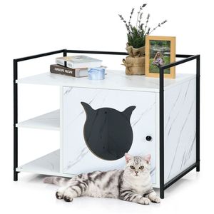 Lussuosa Casetta per Gatti a Due Livelli con Funzioni di Facile Pulizia, Lettiera in Legno per Gatti da Soggiorno, Tavolino XL - Product Image 1