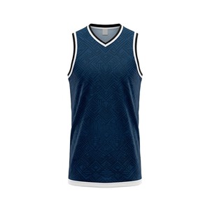 Ensemble de maillot de basketball unisexe bleu foncé 2026 – Débardeur sans manches col en V et short noir dégradé, respirant et anti-humidité - Product Image 4