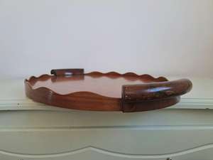 Plateau en bois massif, bois d'acacia, plateau à thé de qualité supérieure, petit plateau pour fruits, en-cas, noix, dessert, rangement de bureau, vaisselle - Product Image 3