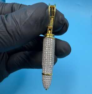 Colgante de bala con micro pavé de diamantes, estilo Hip Hop, de plata 925, con incrustaciones de circonitas, dijes personalizados - Product Image 4