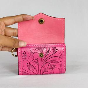 Tarjetero Plegable Rosa Auténtico con Cierre de Botón, Diseño de Dibujos Animados, Cartera Corta de Moda para Mujer - Product Image 3