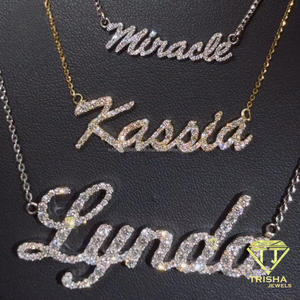 Collar con Colgante de Nombre en Letras con Diamantes de Moissanita, con Detalles de Piedras Brillantes, Joyería Personalizada con Letras - Product Image 6