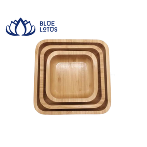 Ensemble de 3 bols en bambou Blue Lotus, finition miroir, design traditionnel, écologique, durable, réutilisable, passe au lave-vaisselle, idéal pour la restauration - Product Image 1