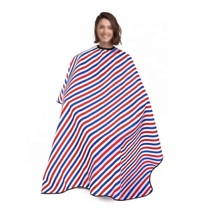 Cape de coiffure rayée rouge, bleue et blanche, résistante à l'eau, cape de barbier professionnelle, coupe de cheveux, coloration des cheveux, coiffure - Product Image 4