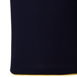 Camisa de Hombre Casual de Algodón Transpirable, Color Azul Marino, Tejido de Punto, Cierre de Botones, Manga Corta, con Ribete Amarillo en el Bajo y Logotipo Personalizado - Product Image 1