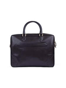 Navy Blue Classic Leather Laptop Briefcase Slim Professional Business Work Bag for Men with Secure Storage & Elegant Design - Product Image 6