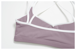 Soutien-gorge de sport sans couture pour femme, à bretelles croisées, col en V, couleur lavande unie, respirant, maintien moyen, pour le yoga - Product Image 2