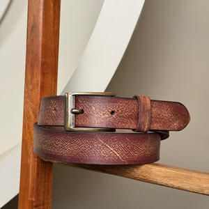 Cinturones de cuero genuino de grano completo desgastados Vintage para hombres y mujeres duraderos con estilo informal resistente con hebilla de PIN antigua - Product Image 4