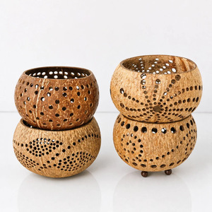 ที่ใส่เทียนรูปมะพร้าวสำหรับวางกลางโต๊ะน้ำชาที่ทำจากเปลือกมะพร้าว - Product Image 6