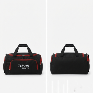 Sac de football américain TAISON SPORTS Premium 600 GSM en PU haute densité, noir et rouge avec panneau contrastant, logo personnalisé, sac de sport 30-40L - Product Image 1
