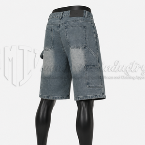 Pantalones Cortos de Mezclilla Azules Personalizados para Hombre, Estilo Baggy, Tipo Cargo, Corte Holgado - Product Image 4