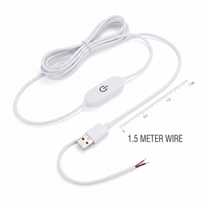 USB Power Cable with On Off Switch Wire <b>Cord</b> for LED Base Photo Lamp & Acrylic Night <b>Light</b> (1.5 Meter Length) - Product Image 4