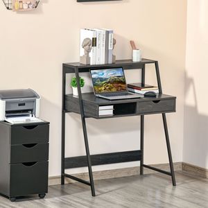 "Modern <b>Simple</b> MDF Home Office Computer <b>Desk</b> for Small Spaces with Drawers and Shelves" - Product Image 2