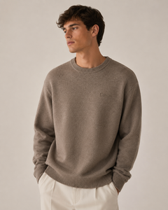 Pull en laine uni pour homme, à manches longues, tricoté épais, pour l'automne, avec broderie et design personnalisés - Product Image 5