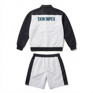 Custom Logo Men's Knitted Solid 2-Piece Shorts Set <b>Coach</b> Jacket and Shorts Casual Streetwear OEM Private Label - Product Image 2