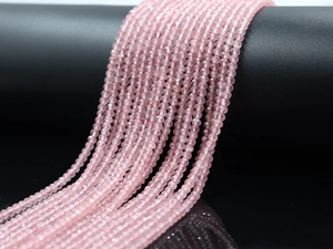 Cuentas Rondelle facetadas de cuarzo rosa Cuentas de cuarzo rosa de 3,5mm Cuentas de cuarzo rosa - Product Image 2