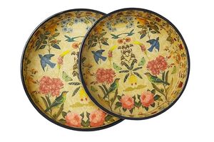 Luxury Glass Floral Art Round Tabletop <b>Vase</b> with Black Border for Birthday & Wedding Decor - Product Image 3