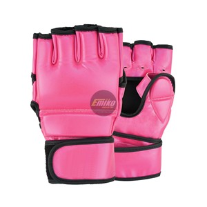 Guantes de MMA Emiko Industry Rosados de Medio Dedo, de Cuero PU con Cierre de Gancho y Bucle en la Muñeca, para Entrenamiento de Artes Marciales - Product Image 1