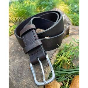 Ceinture en cuir de buffle véritable marron, longueur personnalisée, boucle en laiton antique 100%, ceintures de luxe, idées cadeaux pour la Saint-Valentin, ceinture formelle pour homme - Product Image 6