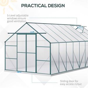 Serre Moderne en Aluminium 16FT X 8FT avec Verre Trempé et Polycarbonate pour Culture Hydroponique, Utilisation en Jardin, Options Bois, Acier, Plastique - Product Image 4