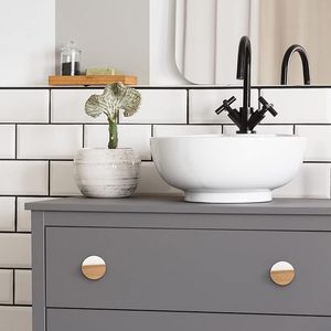 Wooden Cabinet Knobs White Marble & Gold Dresser Handles Round Drawer Pulls for Cupboard Furniture Set of 4 - Product Image 5