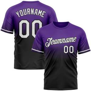 Maillot de basketball sublimé 2026 violet et noir dégradé, col rond, manches courtes, anti-humidité, unisexe, uniforme d'équipe adulte - Product Image 1