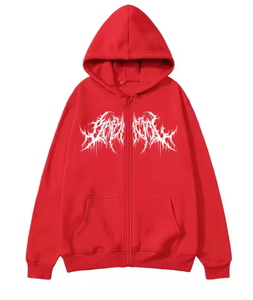 Sudadera Unisex con Capucha y Cierre, con Estampado de Logotipo Gótico Negro, Corte Regular, Estilo Casual, Tejido de Punto 100% Algodón, para Otoño - Product Image 3