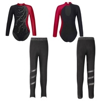 Justaucorps à manches longues avec leggings pour la gymnastique et l'acrobatie, tenue de patinage artistique pour filles de 6 à 16 ans