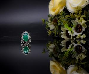 Anillo de Esmeralda Vintage para Hombre, Anillo de Plata 925 con Patrón de Flores Antiguas, Anillos de Piedra de Ágata Verde para Hombre, Joyería de Lujo al por Mayor - Product Image 3