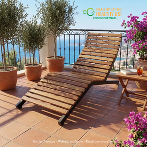 ECO2GO VIETNAM Tumbona Plegable de Madera para Exteriores, Elegante Tumbona Reclinable con Listones, Diseño de Contorno Único para Uso en Hoteles junto a la Piscina - Product Image 4