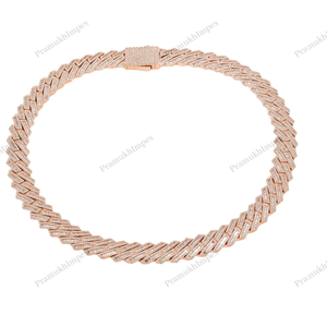 Chaîne cubaine Hip Hop entièrement sertie de pierres grandes de 16 mm et 22 pouces, plaquée or, en argent sterling, collier unisexe - Product Image 2