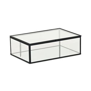 Glass Jewelry Box With <b>Mirror</b> Base And Metal Frame For Storage Display - Product Image 2