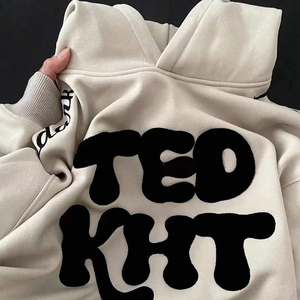 Sudadera con Capucha Unisex de Felpa Gruesa Blanca con Bordado Chenille y Estampado Digital SFI, Sudadera con Capucha de Algodón Cálida para Invierno - Product Image 1