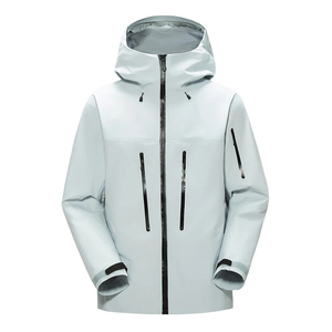 Veste coupe-vent imperméable à capuche pour homme, style décontracté et sportif, couleur unie, col montant, fermeture éclair, vêtements d'extérieur pour le printemps - Product Image 3