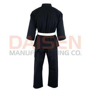 Kimono de karaté noir unisexe pour adulte, 100 % coton, tenue d'arts martiaux durable, coupe classique, ceinture blanche incluse - Product Image 3