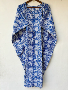 ชุดเดรสยาวพิมพ์ลายสัตว์ คอวี แขนสั้น ผูกเชือก ทรงปล่อยชาย ผ้าฝ้ายอินเดีย 100% แต่งลูกไม้ สำหรับฤดูร้อน ยี่ห้อ New Naaz Textile สำหรับผู้หญิง - Product Image 3