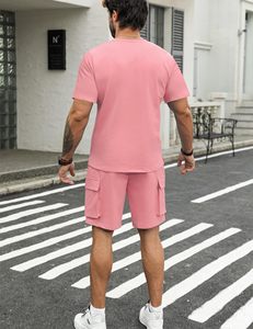 Men Summer Short Set Crewneck <b>T</b> Shirt and <b>Track</b> Shorts 2 Piece Outfit Bulk Supplier - Product Image 4