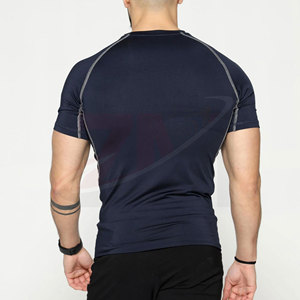 Camiseta de Compresión de Manga Corta Gris para Hombre, Corte Ajustado, Secado Rápido, Ropa Deportiva, Cuello Redondo, Tejido de Poliéster, Venta al Por Mayor, Personalizable - Product Image 3