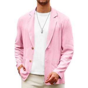 2025 hommes décontracté lin Blazer costume veste Double boutonnage imprimé deux boutons coupe ajustée léger affaires Sport manteaux - Product Image 5