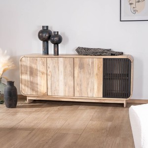 Vandana Autumn Aspect 180cm mango wood <b>sideboard</b> with a clean, Japanese design, Jappy style, 4 doors - Product Image 1