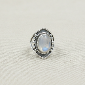 925 Sterling Silver Blue Fire Moonstone Triangle <b>Ring</b> Rose Gold Yellow Gold Plated Vintage Handmade Boho Gemstone Jewelry Unisex - Product Image 4