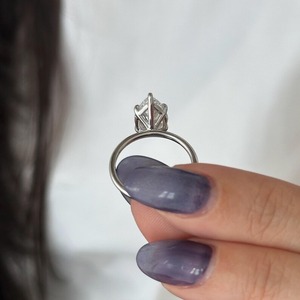 Pear Cut Lab Grown Diamond Solitaire Engagement <b>Ring</b> <b>Thin</b> 18k White Gold Women's Wedding Anniversary IGI Certified Trendy - Product Image 3