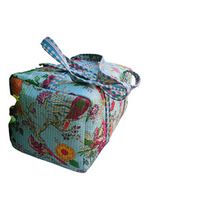 Pochette cosmétique à imprimé floral, taille moyenne, style bohème, fermeture éclair en textile, poignée souple, pochette de maquillage multifonction - Product Image 2