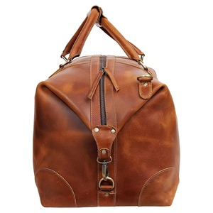 Sac de voyage vintage en cuir véritable avec fermeture éclair, imperméable, grande capacité 36-55L, bagage de voyage unisexe, souple, portable et pliable - Product Image 5