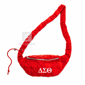 Delta Sigma Personalizado | Bolso de cintura Theta Sorority rojo y blanco, estilo casual, con logo bordado y cierre de cremallera, para chicas, ropa griega. - Product Image 1