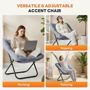 Fauteuil pliant confortable en fausse fourrure pour adultes, idéal pour la lecture dans la chambre, le salon, le dortoir, le parc et la salle de sport - Product Image 2