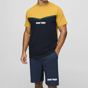 Athletic International Polyester/Cotton Casual Summer <b>Set</b> Men <b>Knitted</b> Tee Shirts Breathable Quick Dry Short Solid Pattern <b>Set</b> - Product Image 3