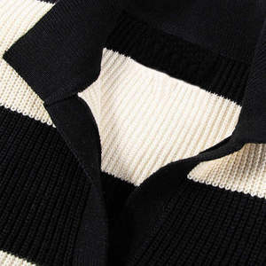 Pull en tricot rayé à manches longues pour l'automne, noir et crème, coupe classique, 100% acrylique - Product Image 3